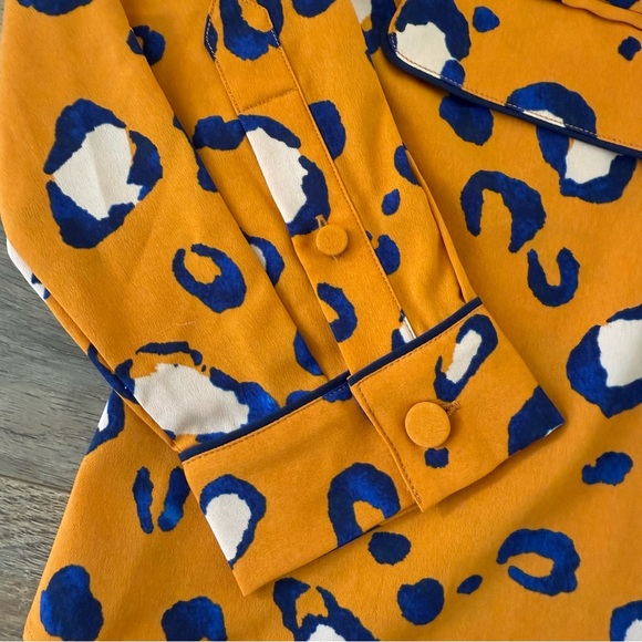 3.1 PHILLIP LIM Target Orange and Blue Leopard Print Patterned Blazer Sz XL NWOT - Picture 10 of 16